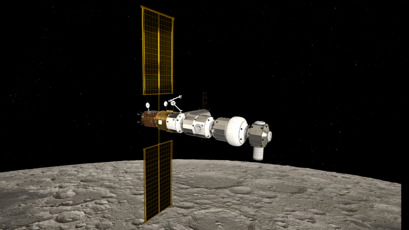 Artist’s depiction of Gateway over the Moon.